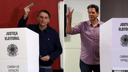 Elecciones en Brasil - Haddad y Bolsonaro
