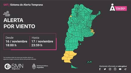 Alerta meteorológica por viento fuerte.
