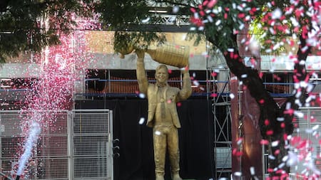 Inauguración de estatua de Marcelo Gallardo, River. Foto: Télam