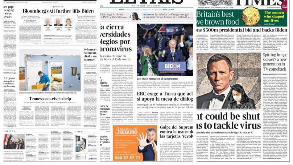 Tapa de diarios, Jueves 5 de marzo de 2020