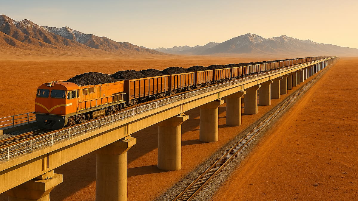 China trabaja en la construcción de un megapuente ferroviario sobre el desierto del Gobi.