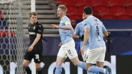 Festejo del Manchester City ante el Borussia Moenchengladbach por Champions League, REUTERS