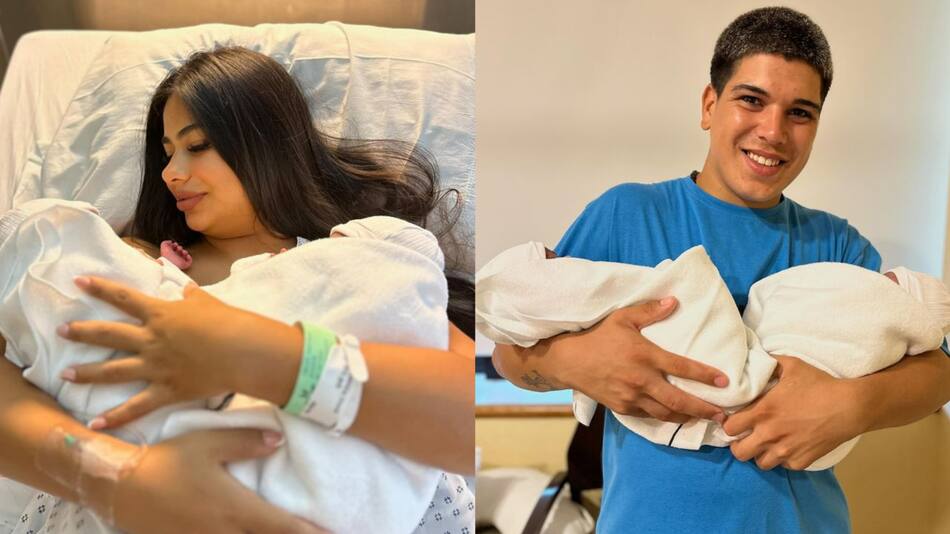 Thiago y Daniela, ex Gran Hermano, con sus gemelas. Foto: Instagram.