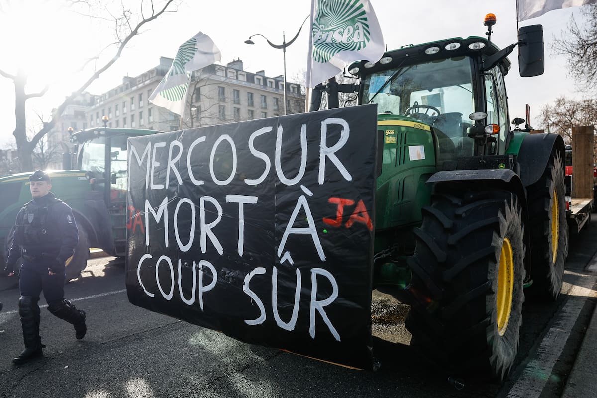 Protestas en Francia contra el acuerdo entre Mercosur y la Unión Europea.