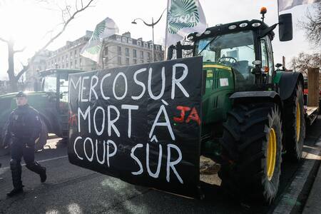 Protestas en Francia contra el acuerdo entre Mercosur y la Unión Europea.