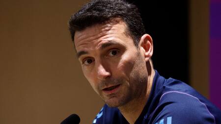 Lionel Scaloni en la conferencia de prensa. Foto: Reuters.