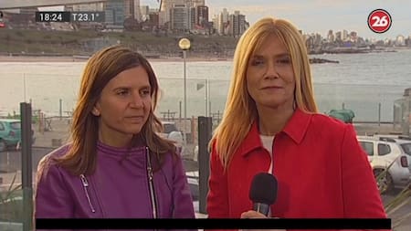 Verónica Magario en Mar del Plata, móvil con Canal 26