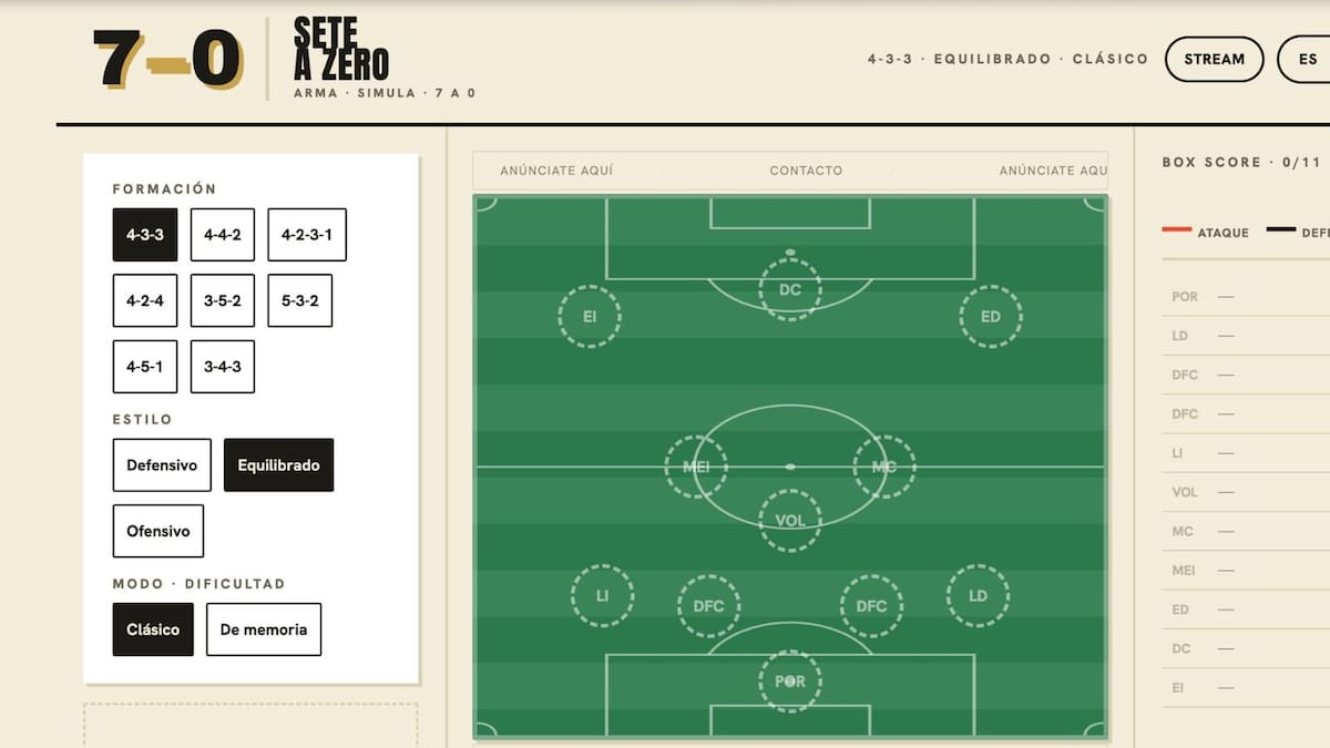 Juego 7 a 0 para ganar el Mundial.