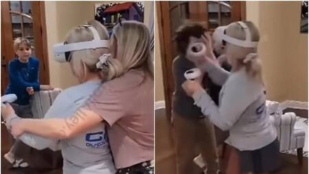 Realidad virtual termina mal. Foto: captura.