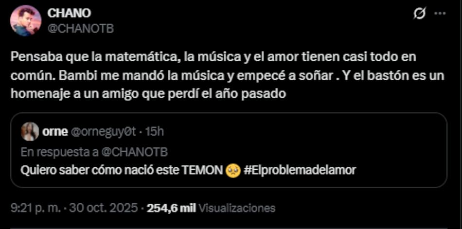 Chano indicó que el bastón que utilizó en el video es un homenaje a "un amigo" que perdió el año pasado.