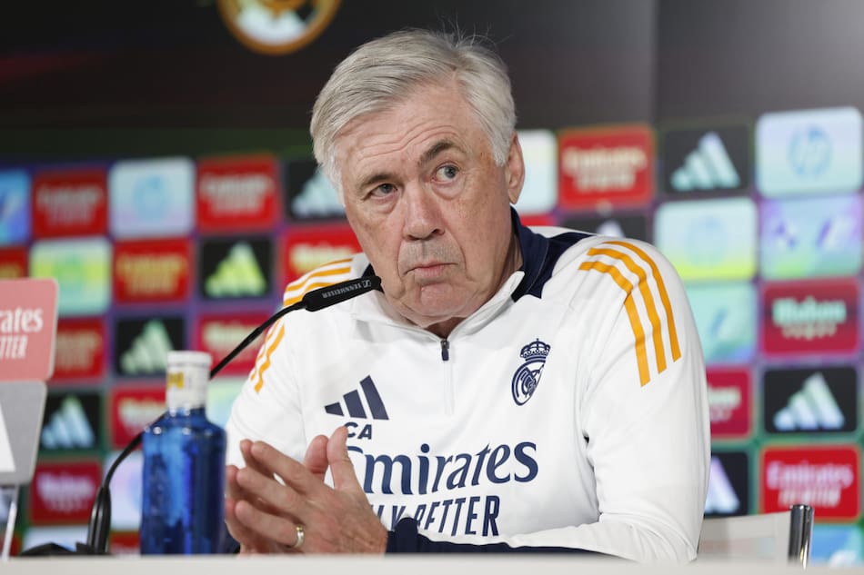 Conferencia de prensa de Carlo Ancelotti en el Real Madrid. Foto: EFE.