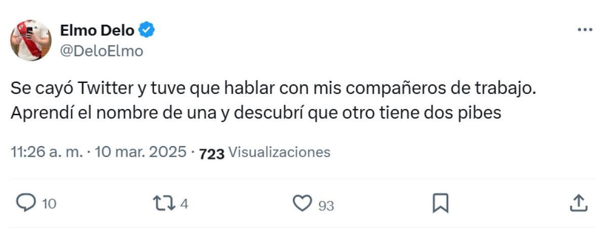Memes tras la caída de la red social X. Foto: captura X.