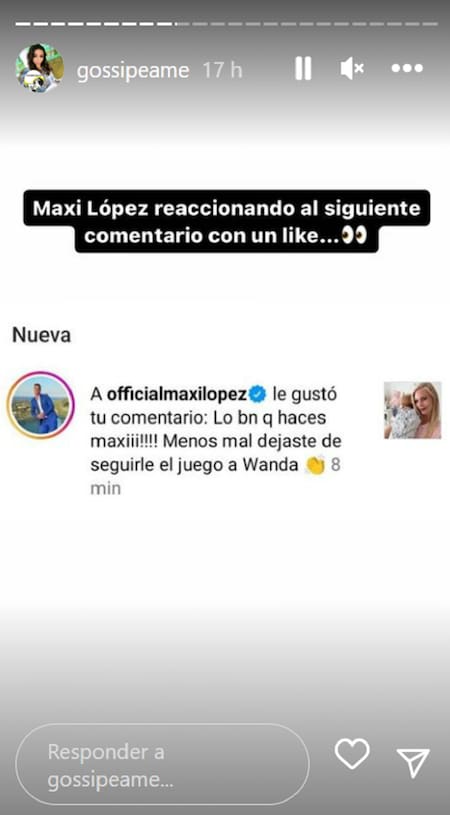 El polémico like de Maxi López. Foto: Instagram/gossipeame.