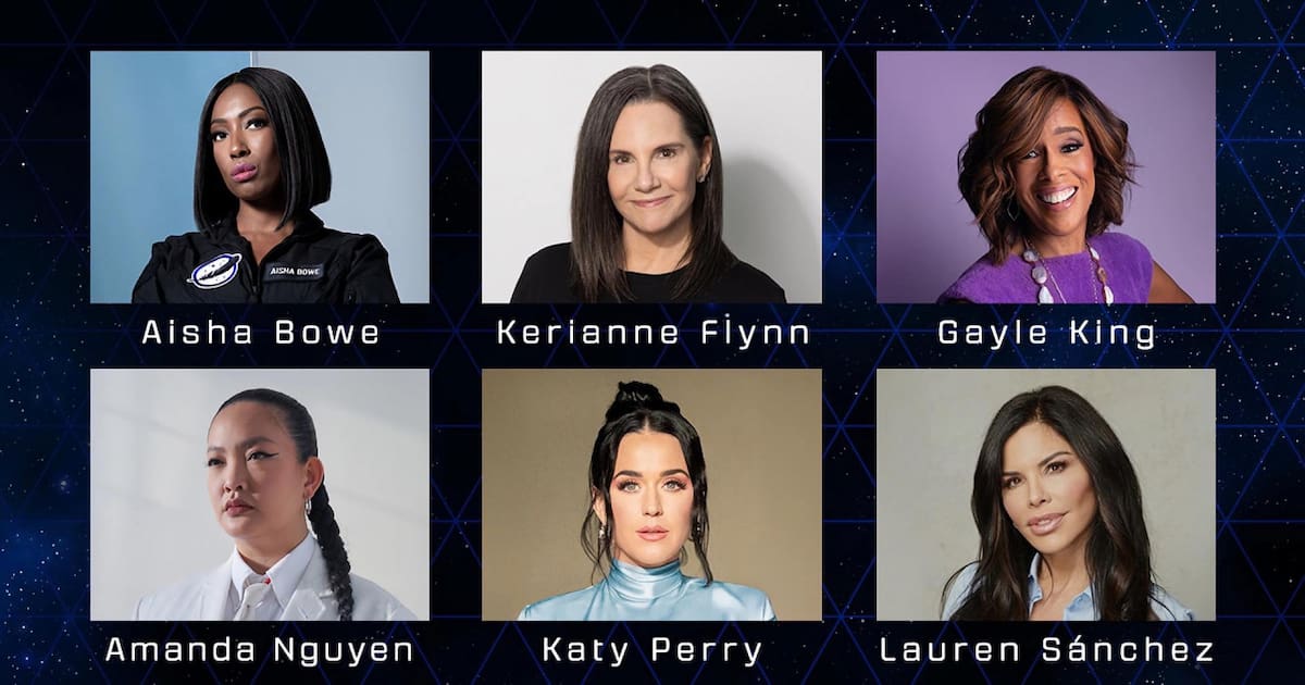 Con Katy Perry a la cabeza, las mujeres que viajarán al espacio. Foto: EFE/Blue Origin