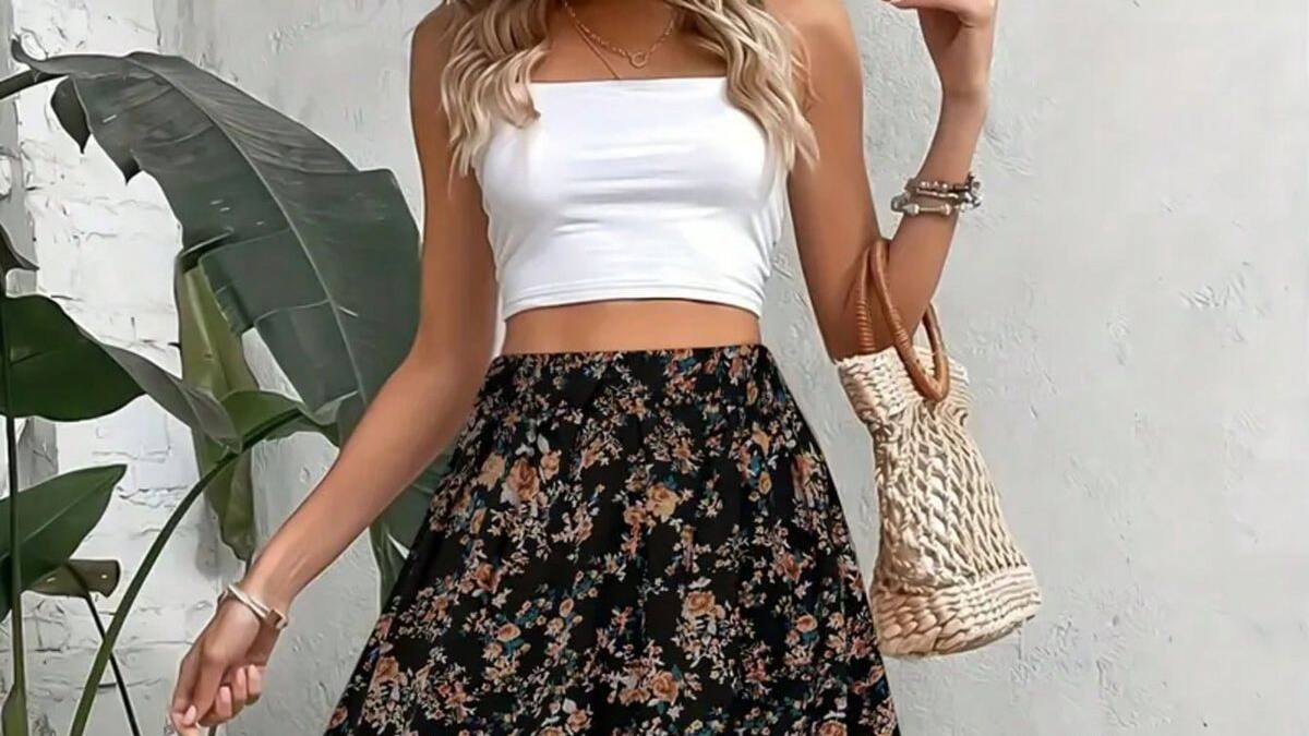 Look con falda midi boho