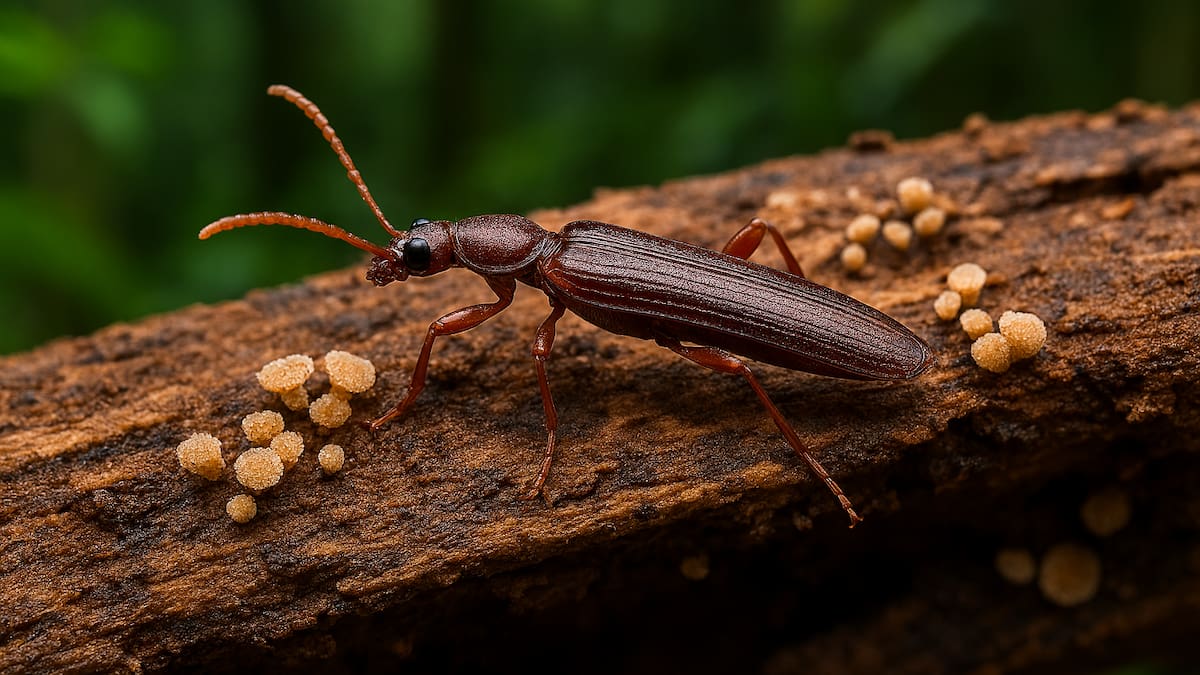 Perfora madera y cultiva hongos: así es el extraño insecto descubierto por primera vez en Sudamérica