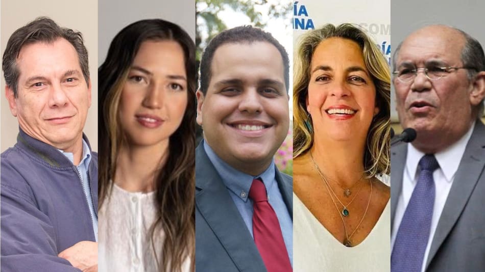 Los cinco opositores a Maduro que lograron salir de la Embajada argentina en Venezuela. Foto: X/@MurataVEN