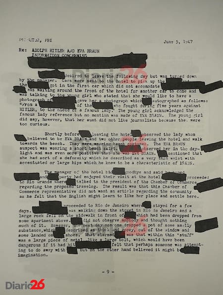 Adolf Hitler en Brasil, Hotel Atlántico, Cassino, documento desclasificado del FBI de 1947 - 09