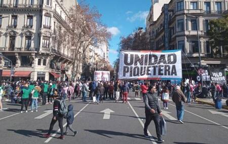 Unidad Piquetera, movilización de este martes. Foto: NA.