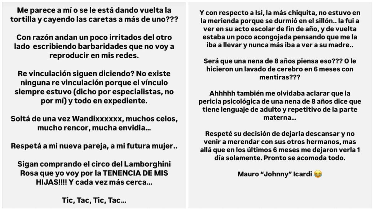 Las historias de Mauro Icardi tras las acusaciones de Wanda Nara. Foto: Instagram / mauroicardi.