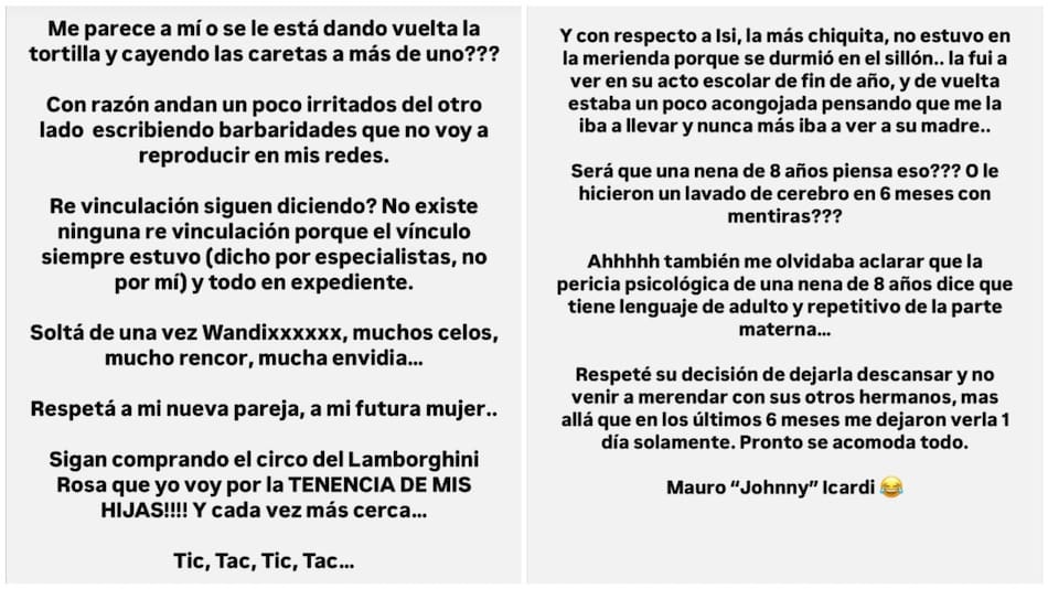 Las historias de Mauro Icardi tras las acusaciones de Wanda Nara. Foto: Instagram / mauroicardi.