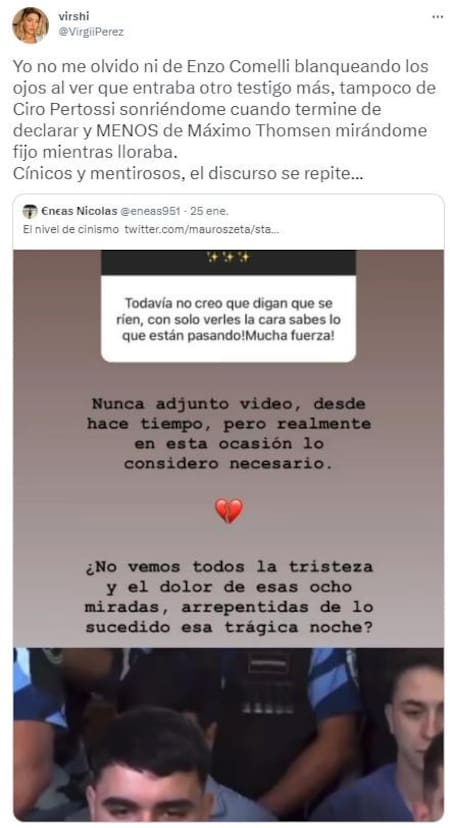 La publicación de Virginia Perez. Foto: Twitter.