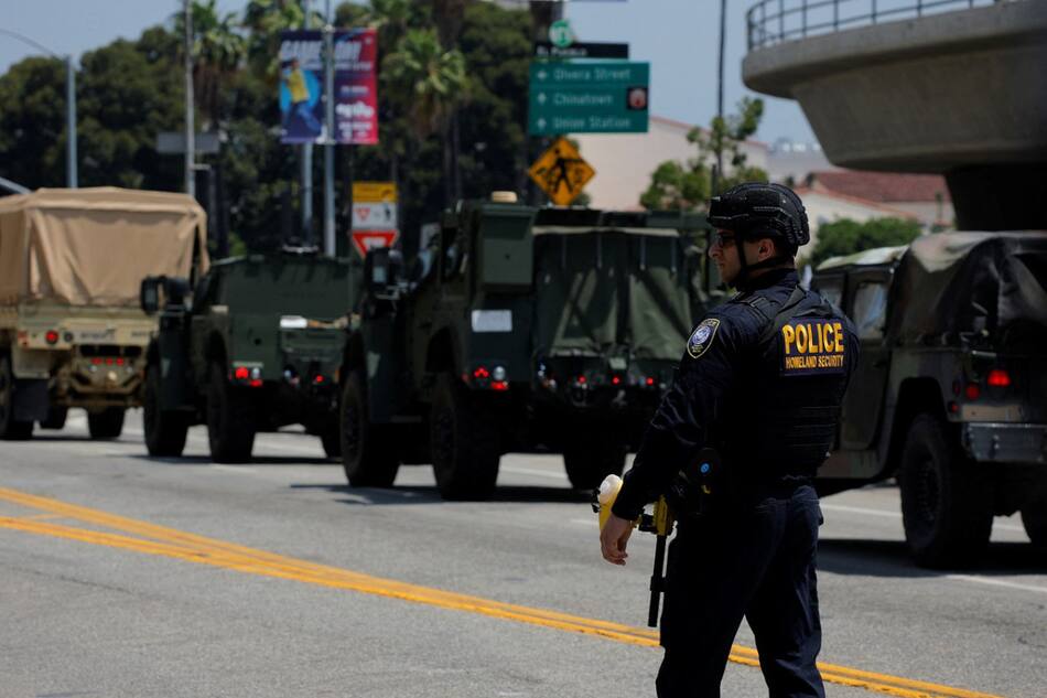 Despliegue militar en Los Ángeles, California. Foto: Reuters (Mike Blake)