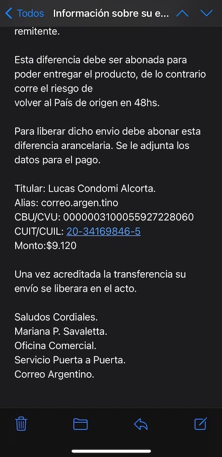 Estafas en nombre de Correo Argentino