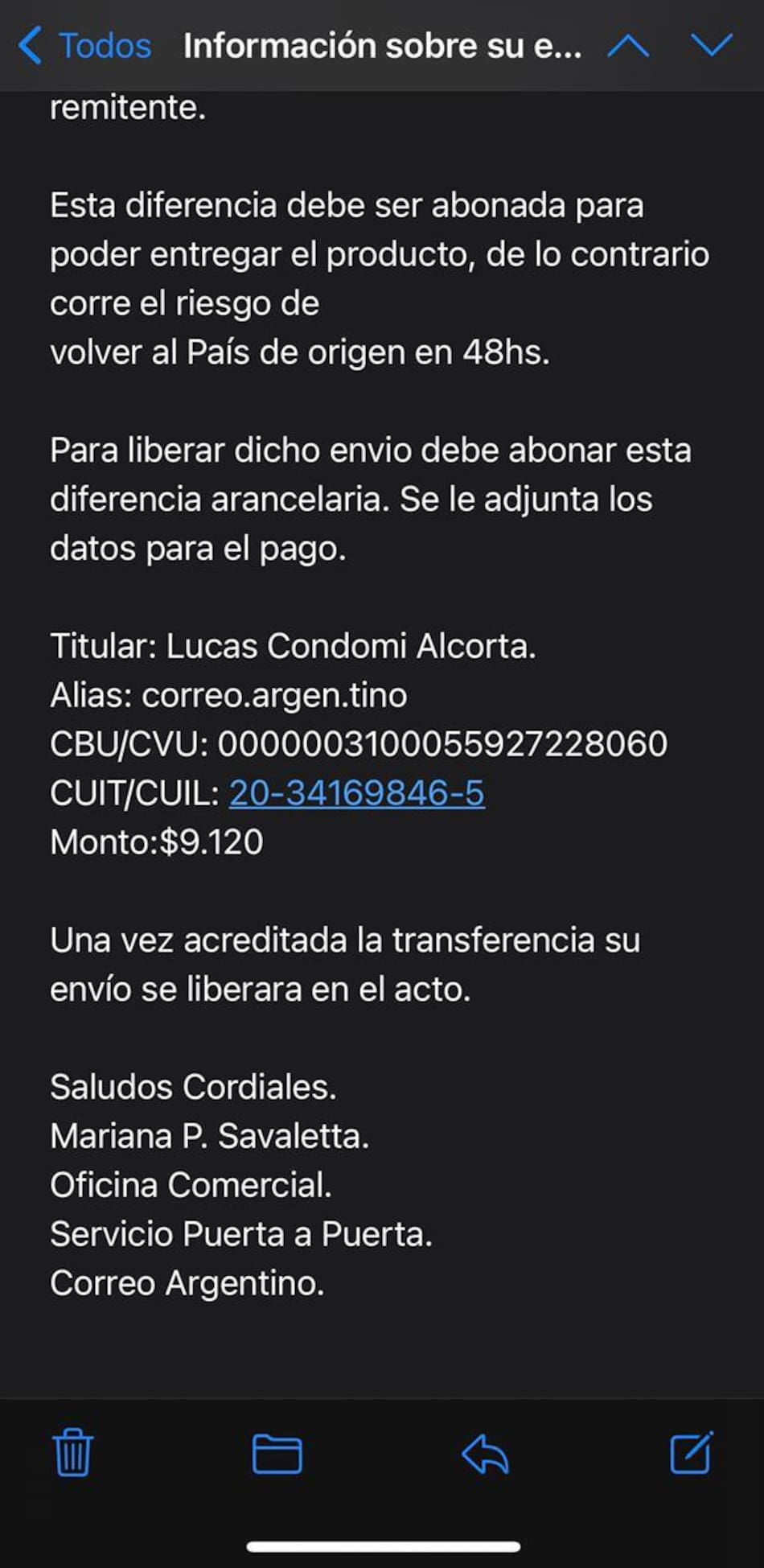 Estafas en nombre de Correo Argentino