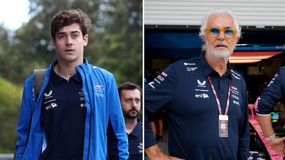 Franco Colapinto y Flavio Briatore. Foto: Reuters (Jakub Porzycki - Brian Snyder)