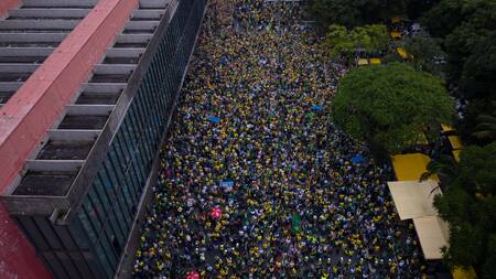 Manifestantes de Bolsonaro en Sao Paulo. Foto: EFE.