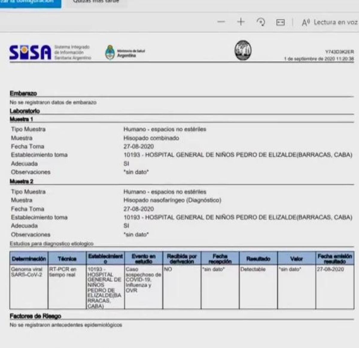 Esmeralda Mitre, supuesto test de coronavirus