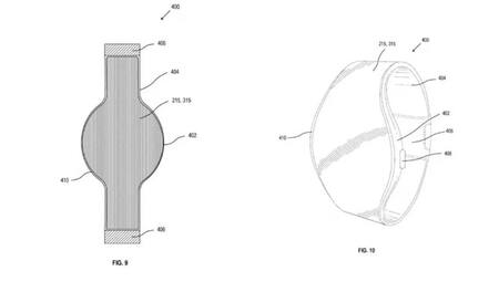 El diseño del nuevo reloj inteligente con pantalla plegable, de Apple. Foto: UPSTO.