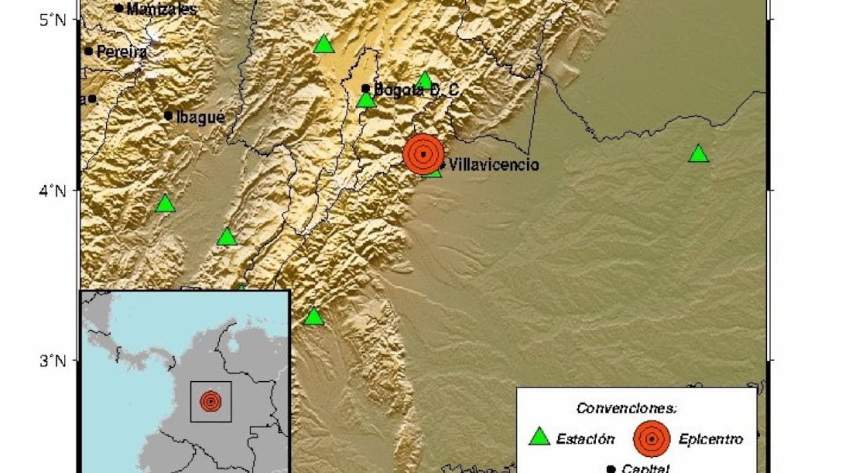Fuerte sismo en Colombia. Foto: Servicio Geológico Colombiano.