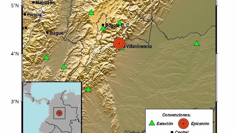 Fuerte sismo en Colombia. Foto: Servicio Geológico Colombiano.
