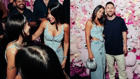 El encuentro entre María Becerra, Lionel Messi y Antonela Roccuzzo. Foto: X.