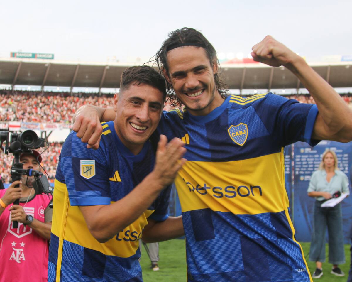 Edinson Cavani y Miguel Merentiel, Boca Juniors. Foto: NA