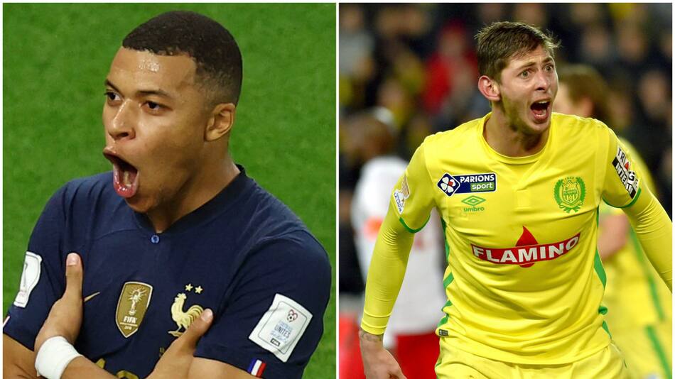 Kylian Mbappé y Emiliano Sala. Fotos: NA.