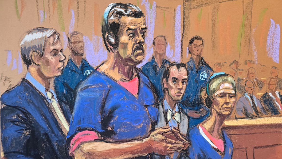 Nicolás Maduro y Cilia Flores compareciendo ante el tribunal federal en Nueva York.