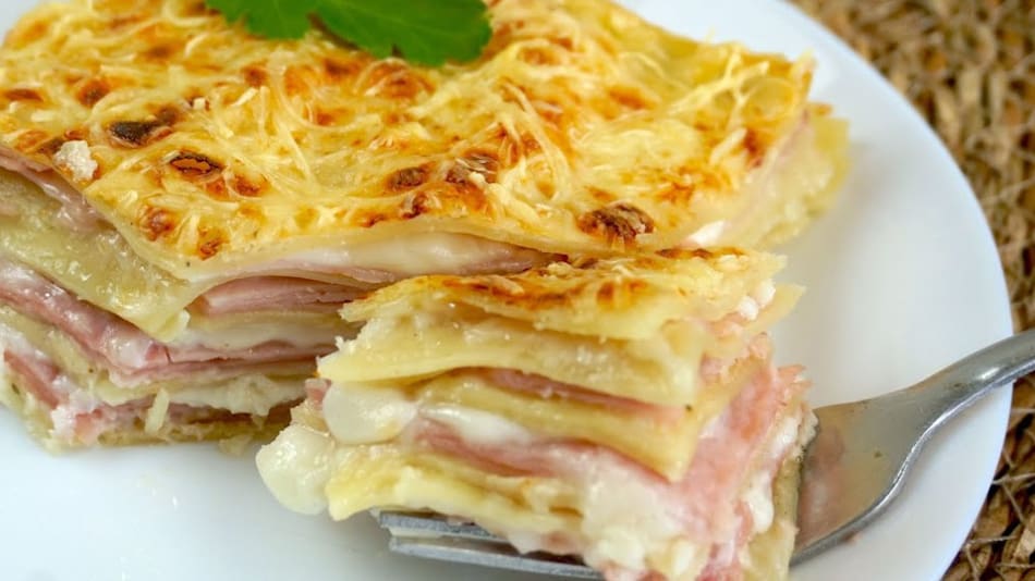 Lasaña de jamón y queso. Foto: captura de YouTube