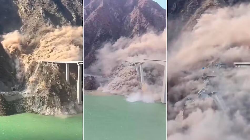 Derrumbe en un puente de China.