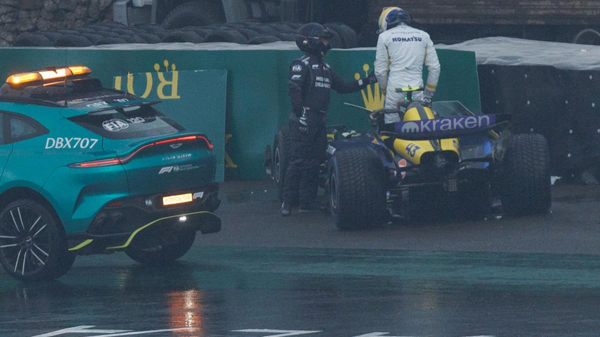 El choque de Franco Colapinto en el GP de Brasil de Fórmula 1. Foto: EFE.