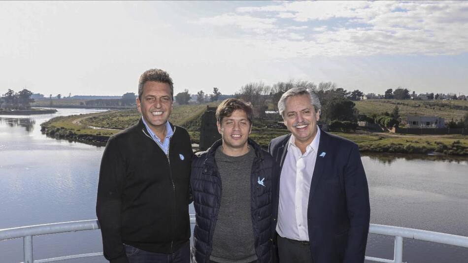 Alberto Fernández junto a Axel Kicillof y Sergio Massa, AGENCIA NA