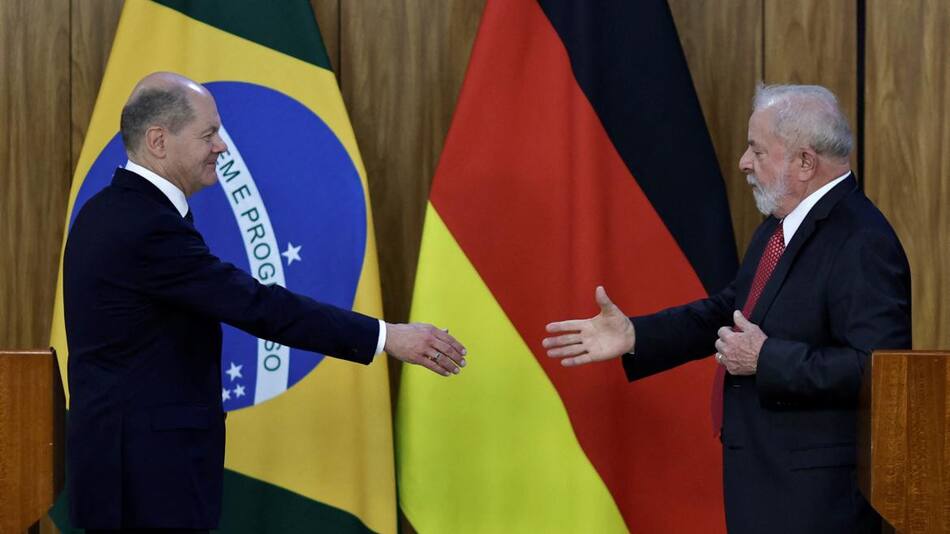 Reunión de Lula da Silva y Olaf Scholz. Foto: Reuters.