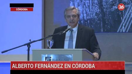 Alberto Fernández en Córdoba, Fundación Mediterránea, CANAL 26