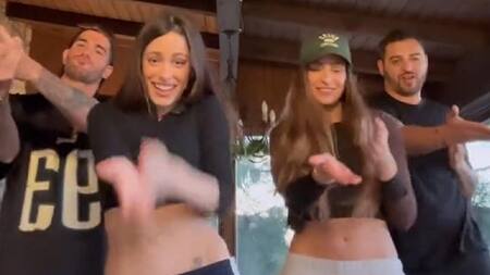 Tini Stoessel y Rodrigo De Paul bailando. Foto: captura.