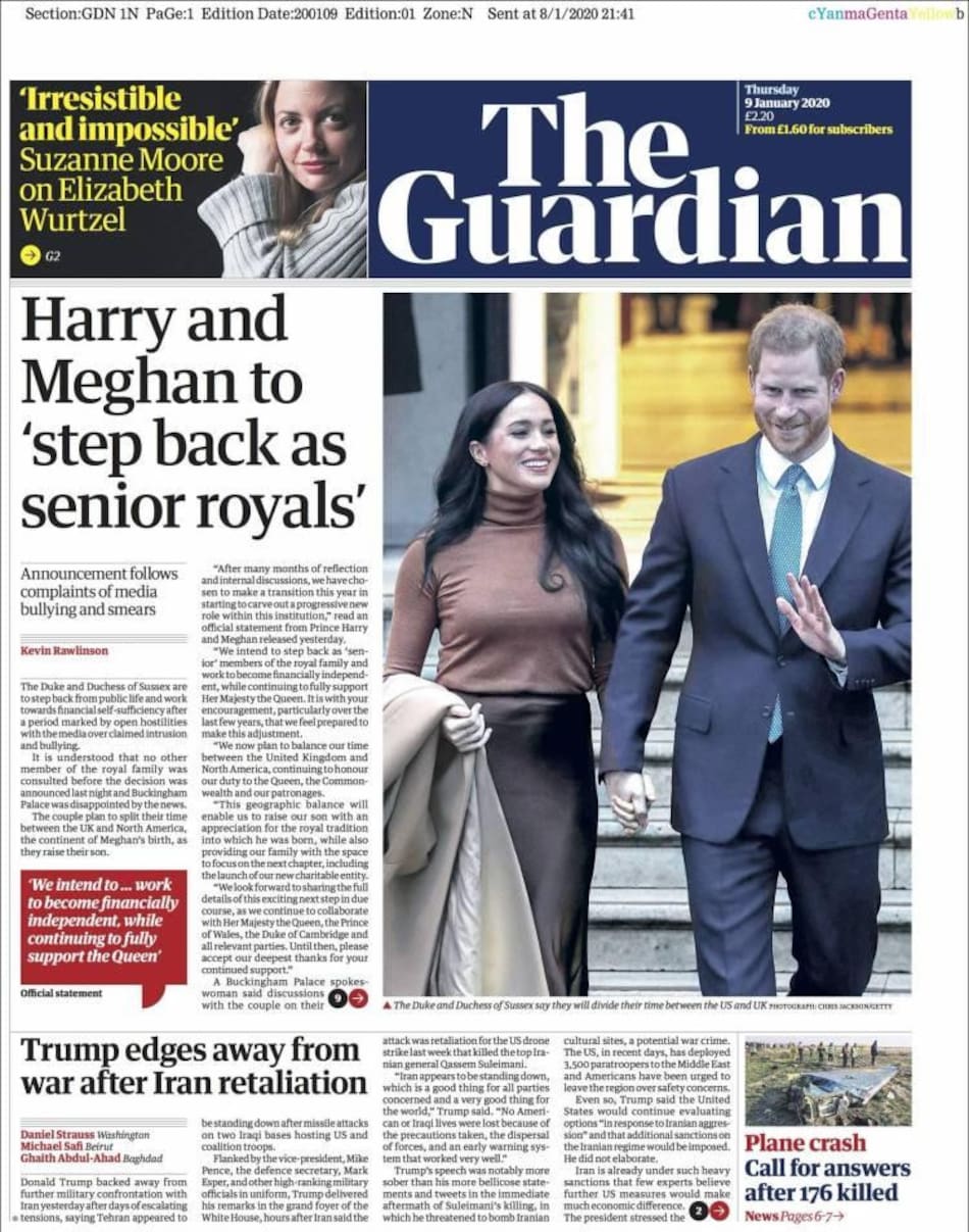 Tapas de diarios internacionales, The Guardian jueves 9 de enero