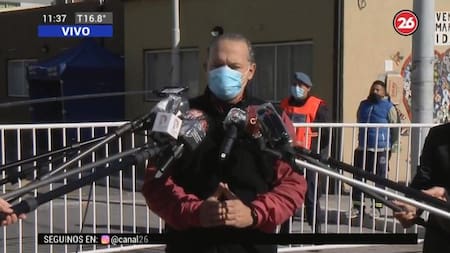 Conferencia de prensa de Sergio Berni en Villa Azul, CANAL 26