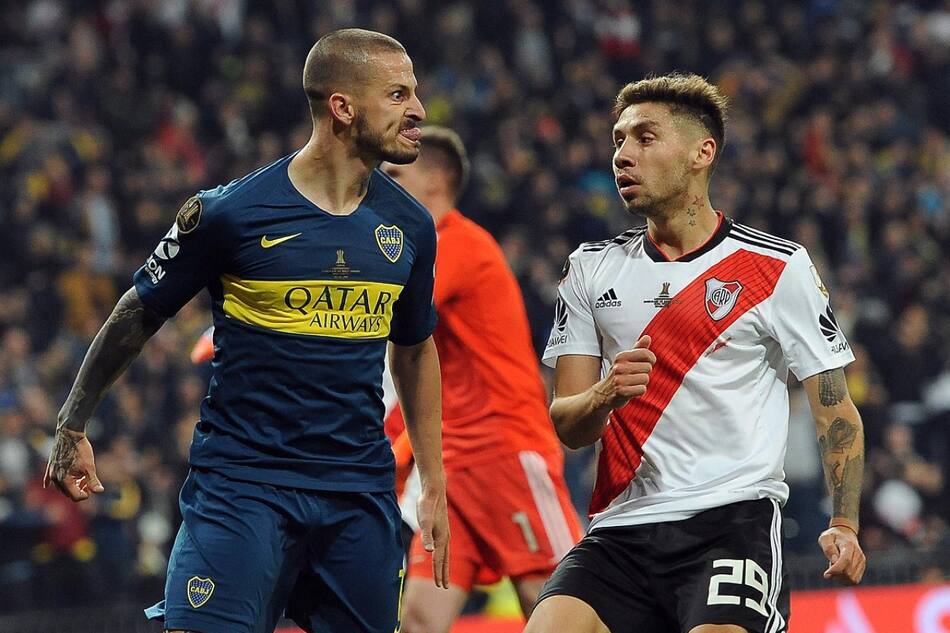 Benedetto y Montiel; River Plate vs. Boca Juniors; Madrid 2018. Foto: Télam.