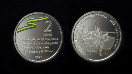 Brasil acuña su primera moneda colorida para el bicentenario de Independencia. EFE